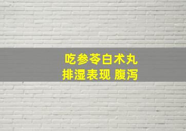 吃参苓白术丸排湿表现 腹泻